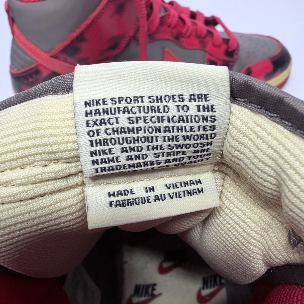 Nike Dunk High 1985 Red Acid Wash Grey Black Mens 13 - Picture 6 of 10
